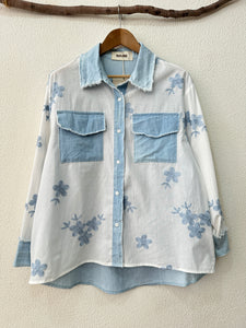 Camisa oversize bordada c/denim FELICITY