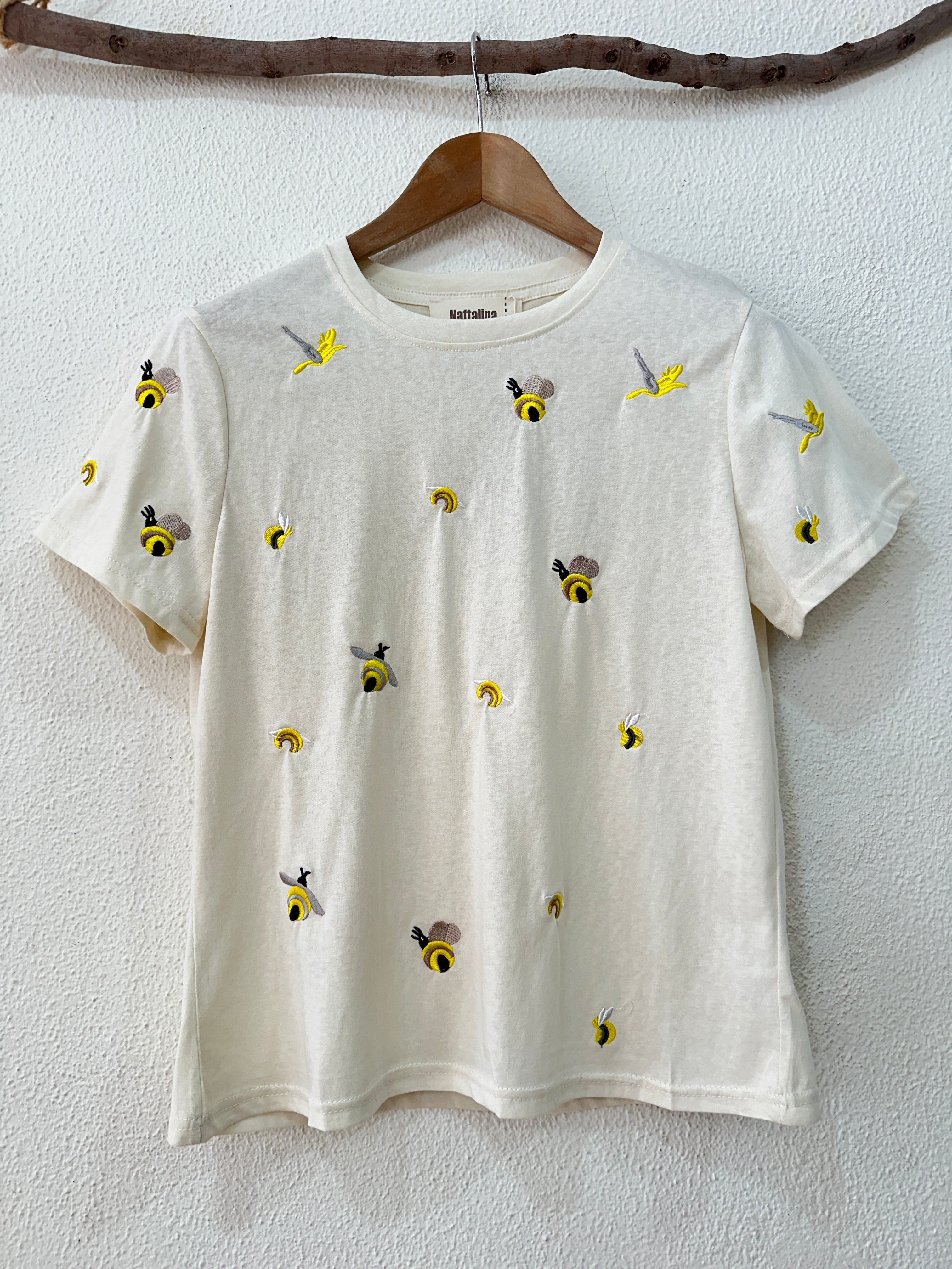 T-shirt em algodão bordada BEEHIVE