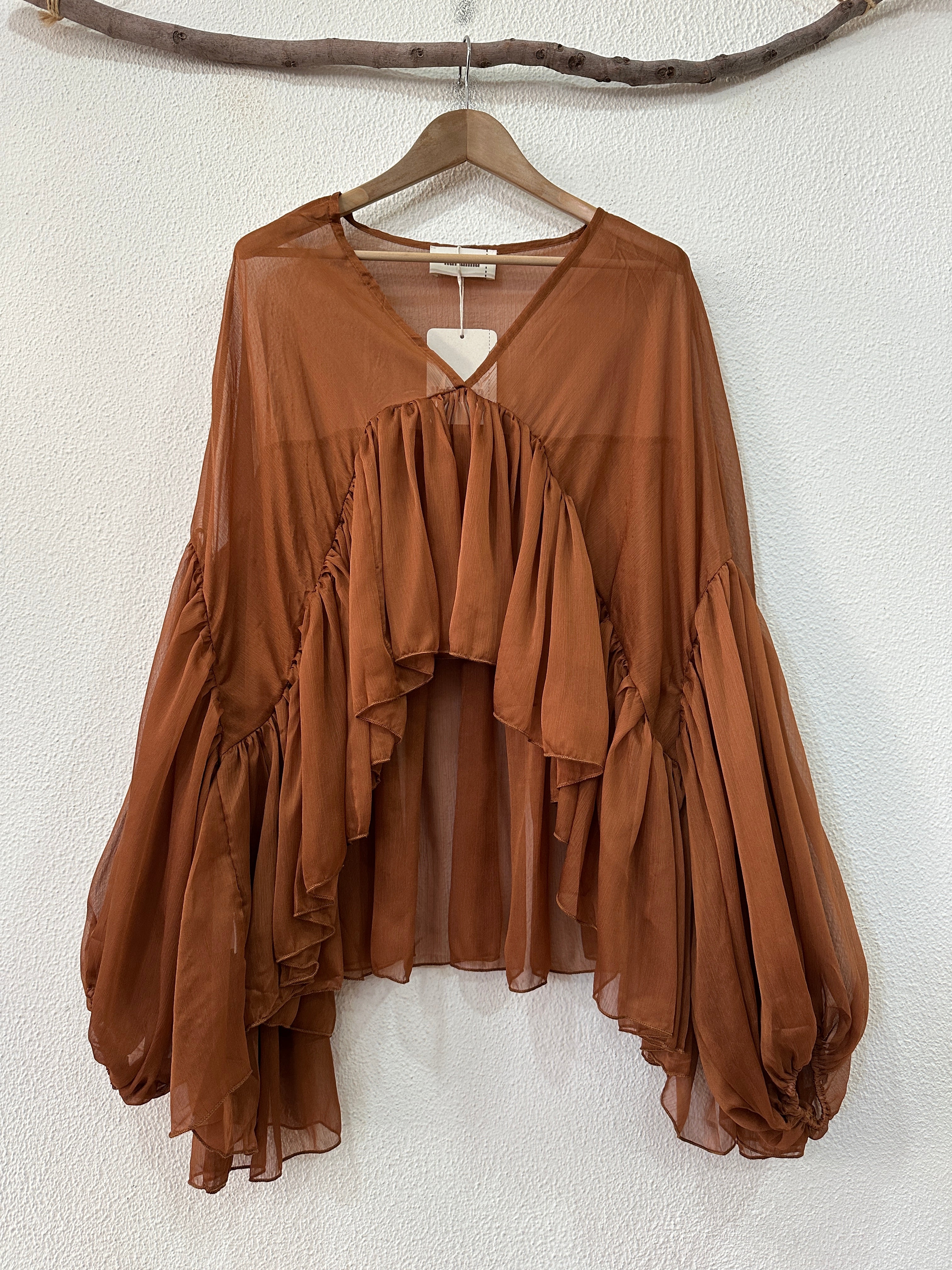 Túnica assimétrica em chiffon SEASONS