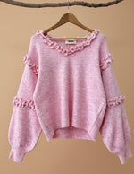 Load image in the gallery viewer,Camisola de malha c/ aplicação de folhos ORCHID
