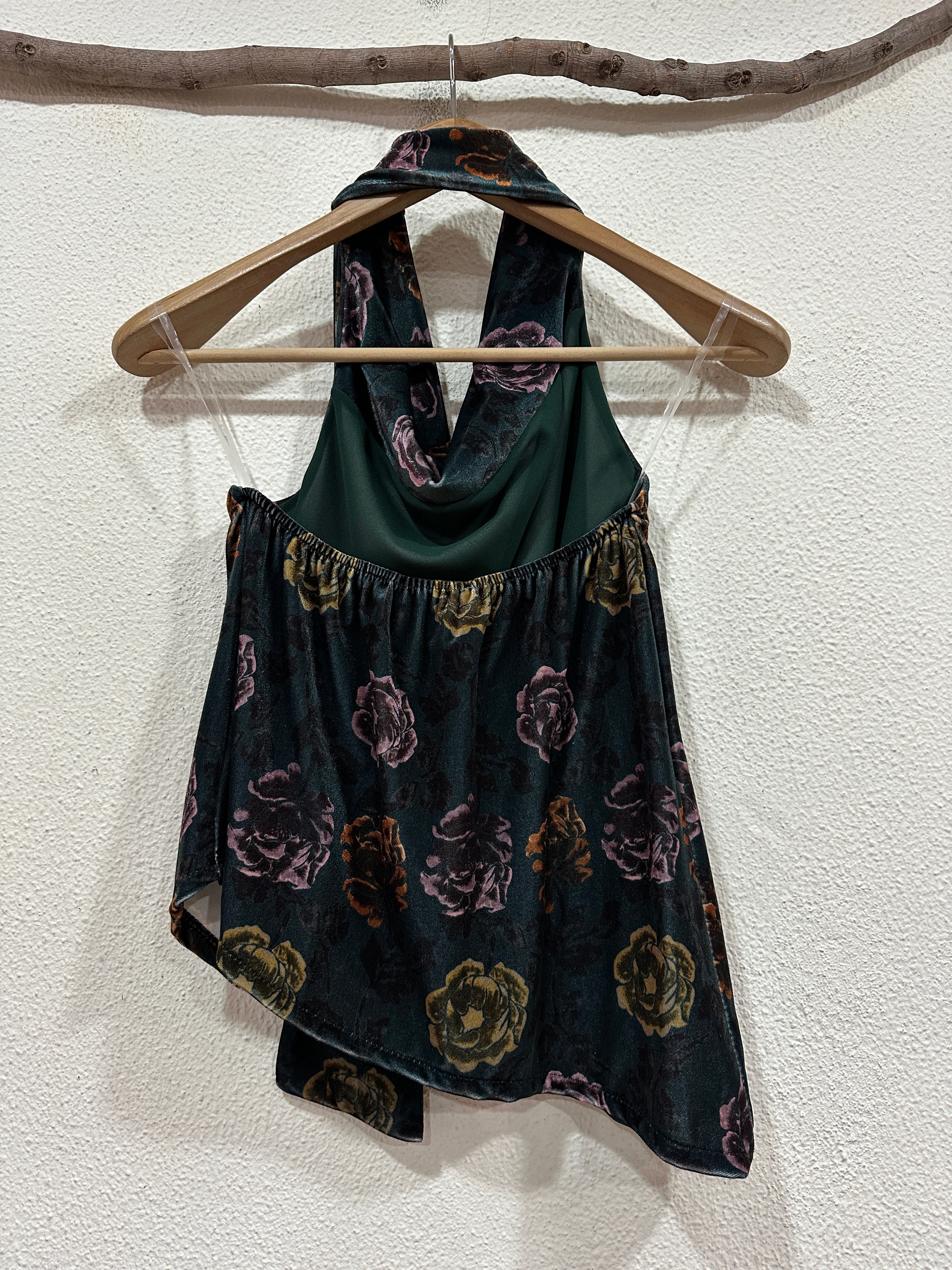 Top assimétrico em veludo c/ decote drapeado VIVIENNE