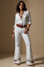 Carregar imagem no visualizador da galeria, Calças denim bordadas VILLAGE
