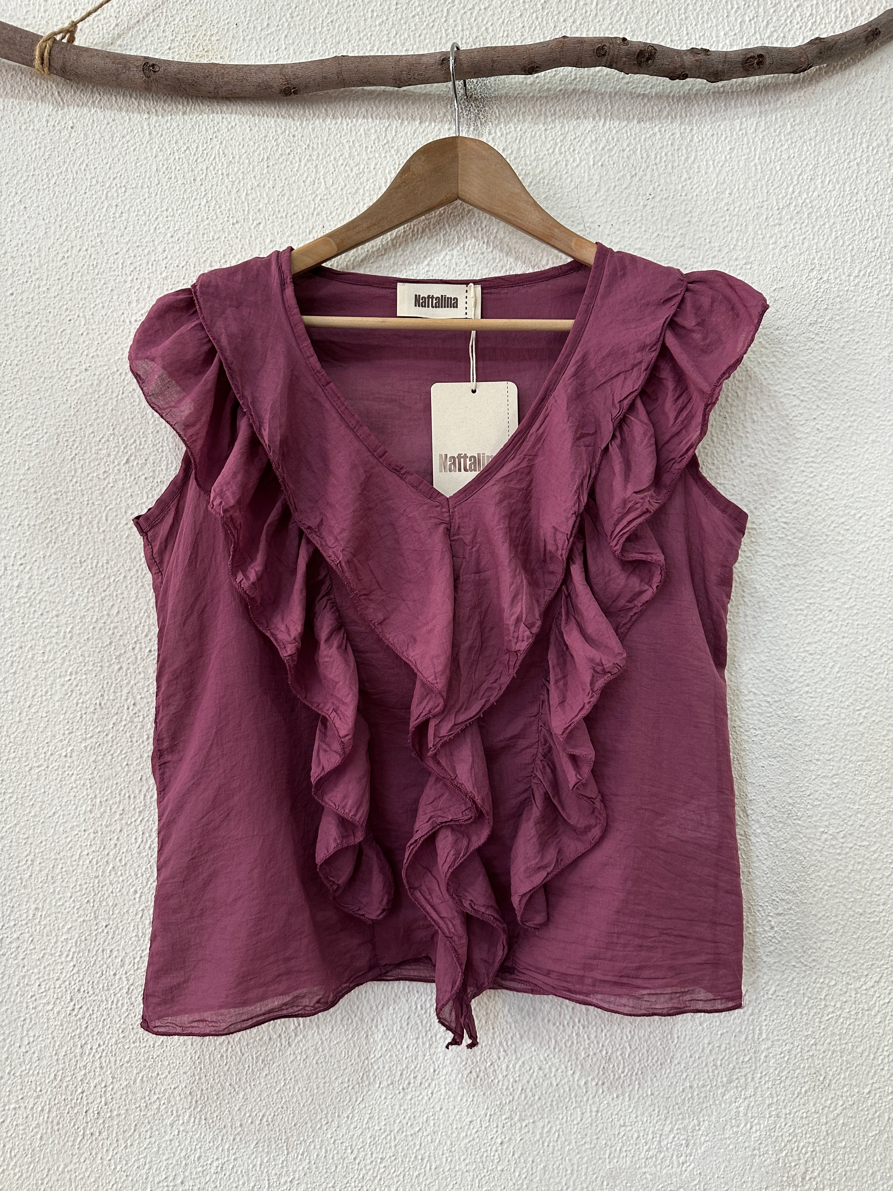 Top de algodão c/ folhos TORI