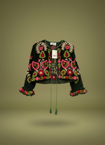 Load image in the gallery viewer,Casaco curto em veludo bordado GAYATRI
