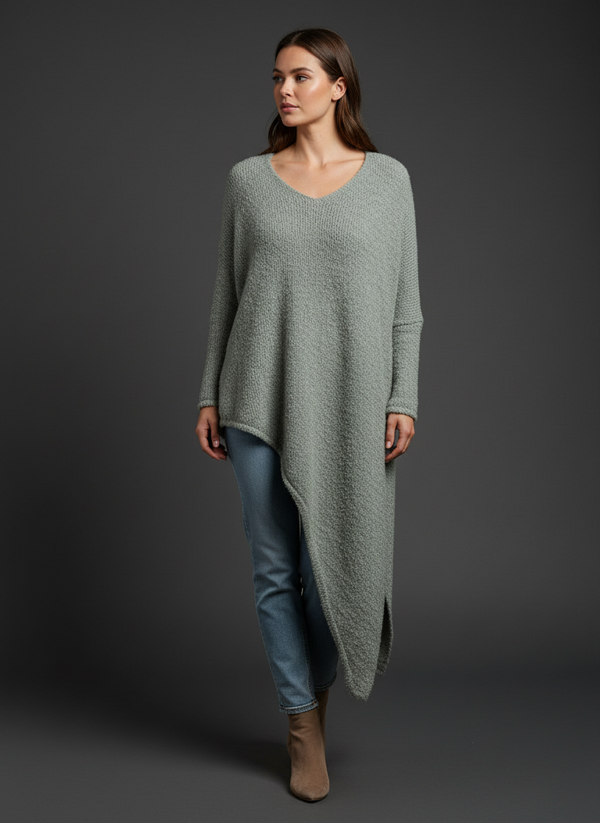 Camisola de malha assimétrica comprida YOLANDA