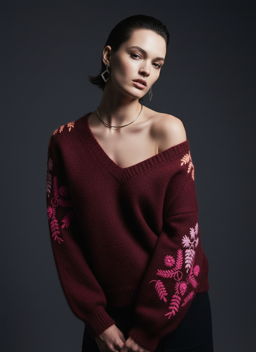 Camisola de malha bordada GARDEN