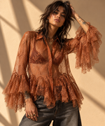 Carregar imagem no visualizador da galeria, Camisa de renda c/ folhos ABBY
