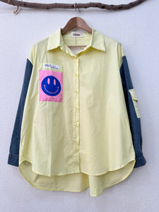 Camisa oversize c/manga em denim SMILEY