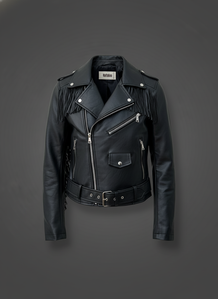 Blusão em ecopele c/franjas STURGIS