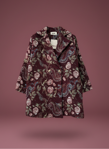 Sobretudo em tecido efeito brocado c/ forro JAPAN