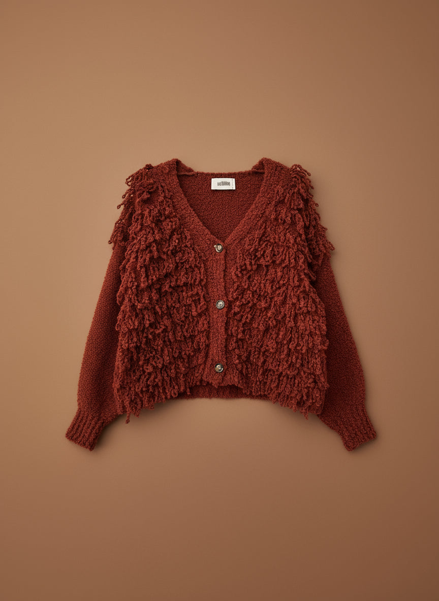 Casaco de malha encaracolada c/laçadas WANDERLUST