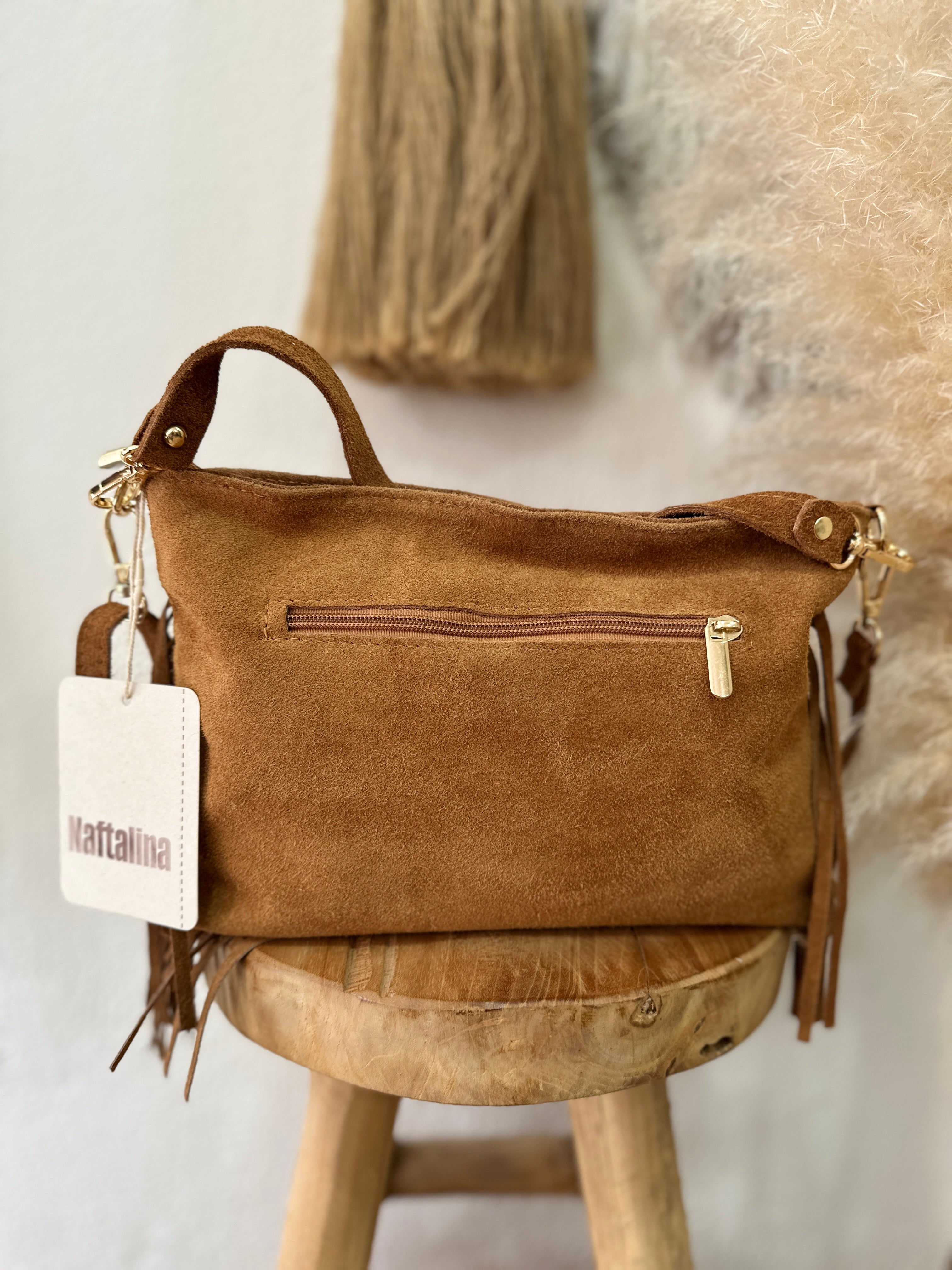 Mala em camurça c/tachas e franjas DEBBIE