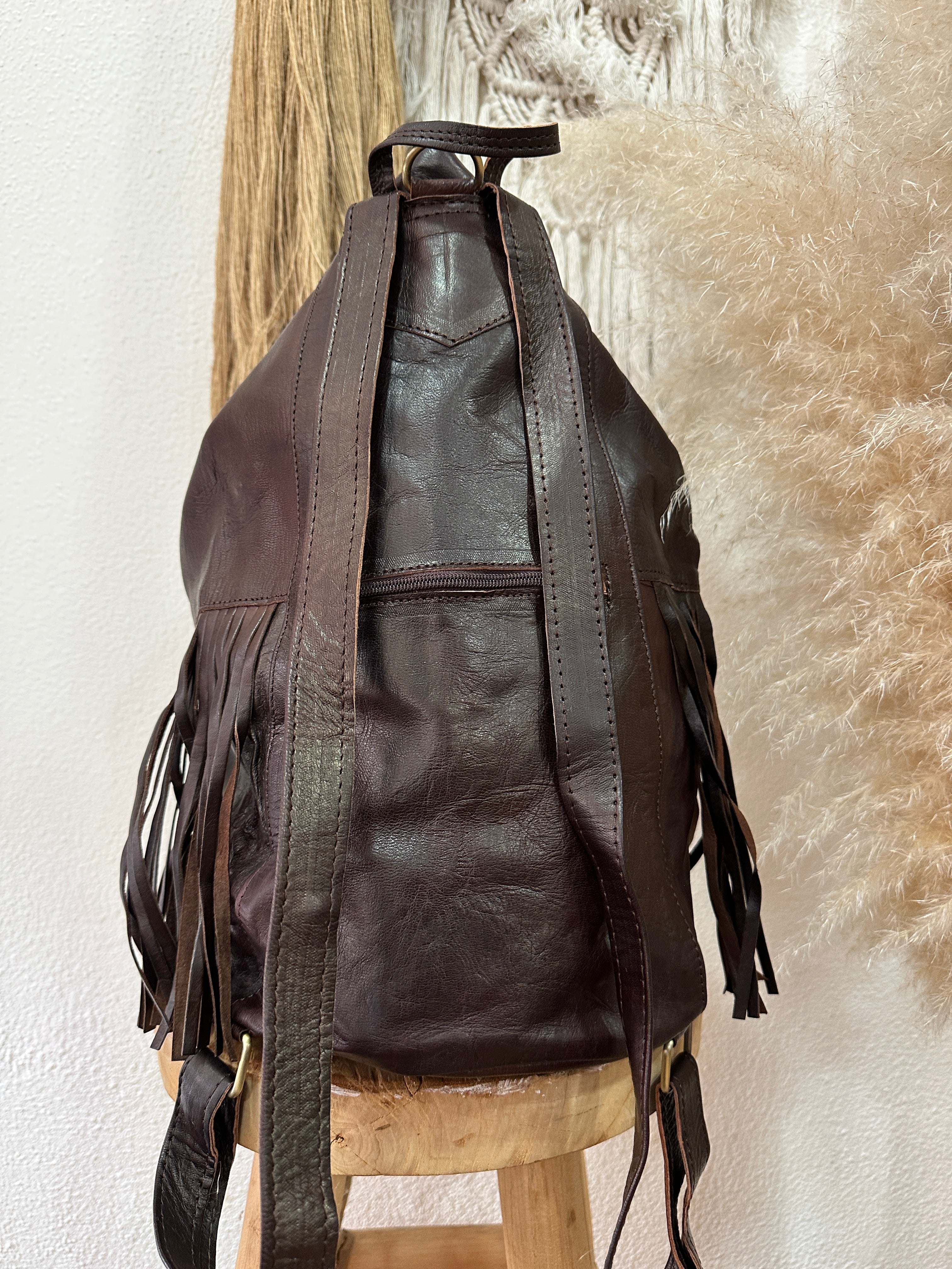 Mochila em pele c/franjas AZILAL