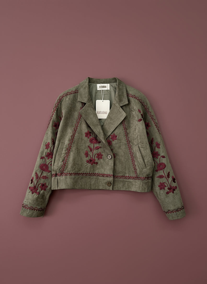 Casaco efeito suede bordado AXEL