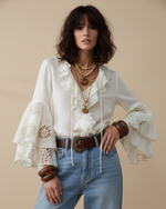 Carregar imagem no visualizador da galeria, Túnica c/ folhos bordados CHRISTY
