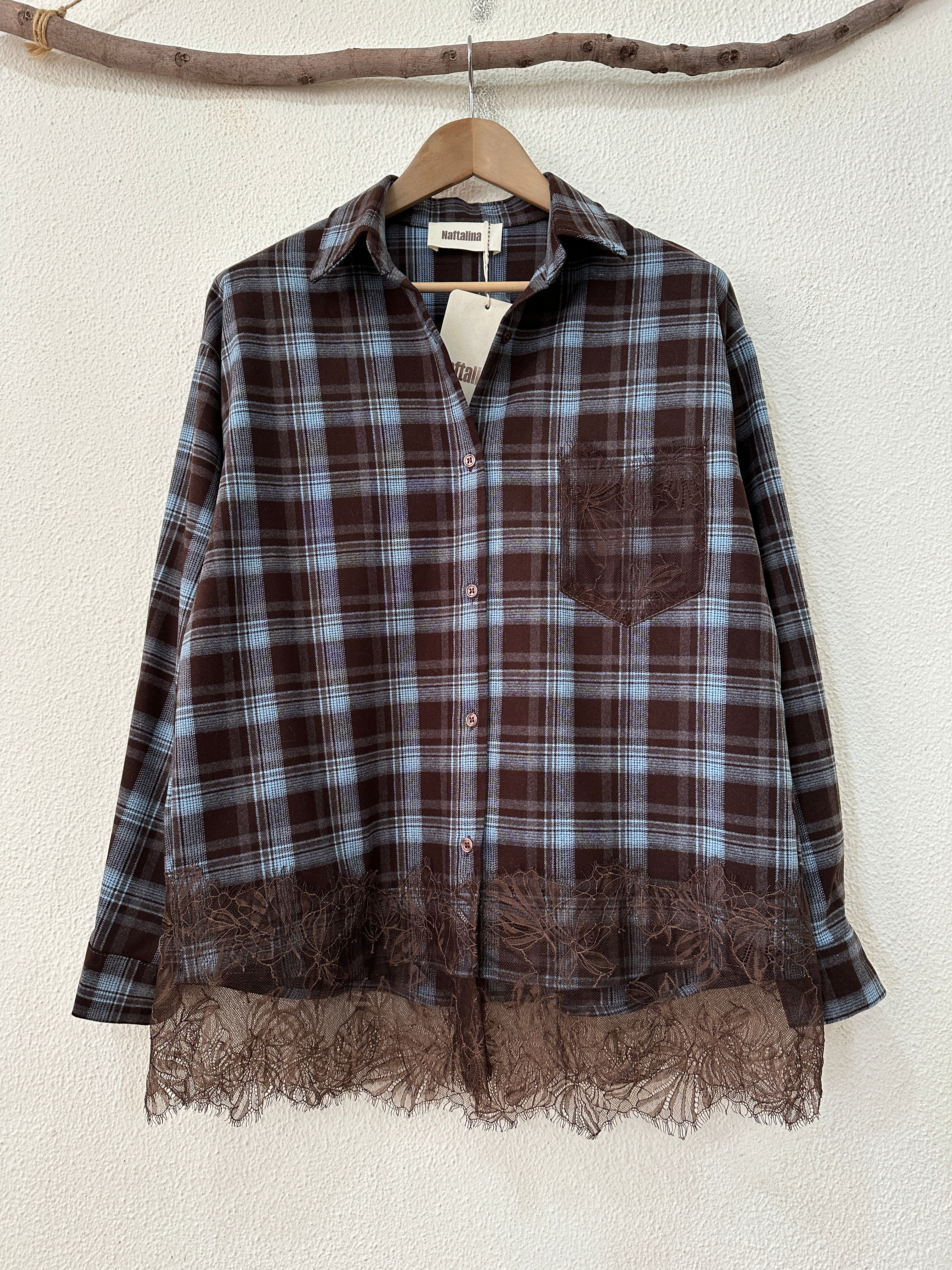 Camisa em flanela c/rendas LUANA