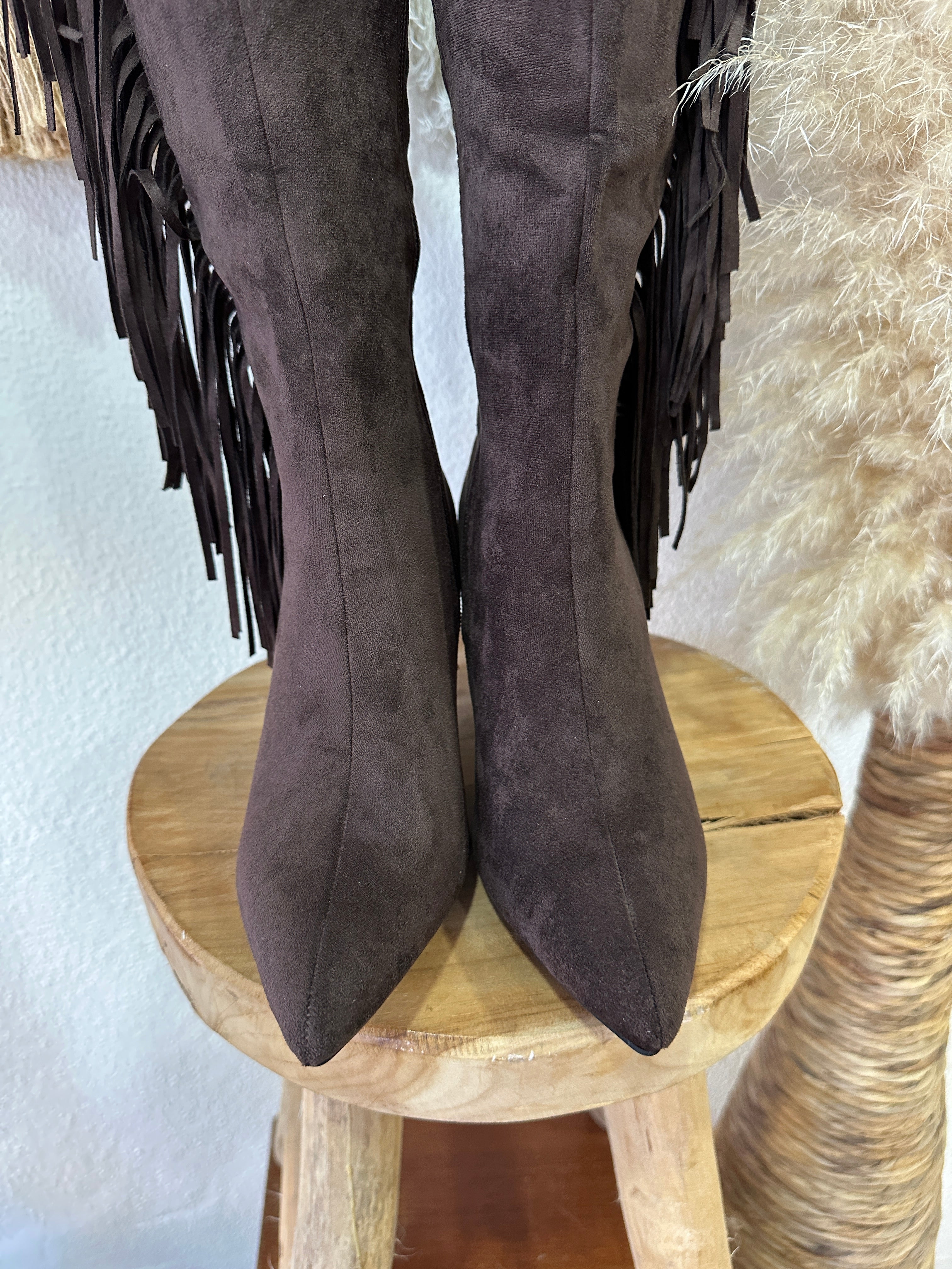 Botas /salto fino e franjas COLORADO