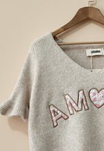 Load image in the gallery viewer,Camisola de malha de manga curta AMOUR
