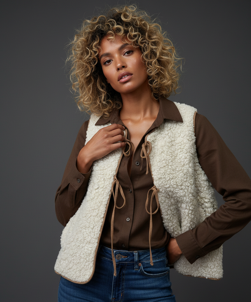 Colete de pelo encaracolado ZÊZERE