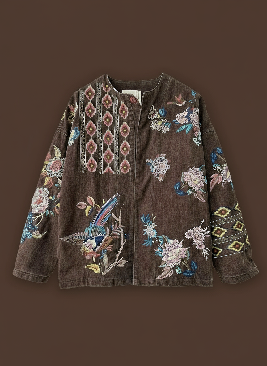 Casaco de sarja acolchoado bordado AIKO