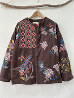 Carregar imagem no visualizador da galeria, Casaco de sarja acolchoado bordado AIKO
