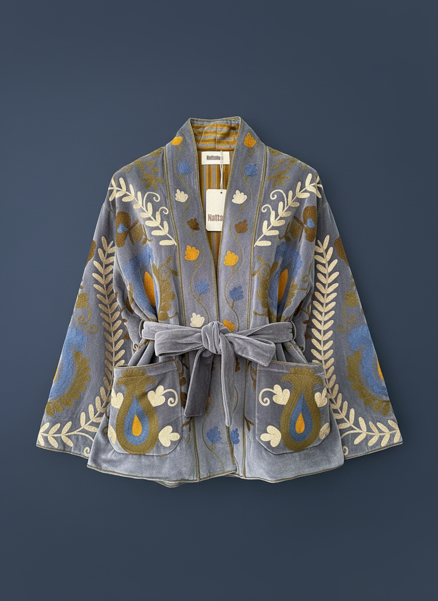 Kimono em veludo bordado LAKSHMI
