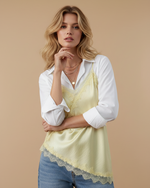 Carregar imagem no visualizador da galeria, Top assimétrico acetinado c/ renda TULIP
