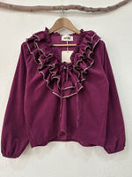 Load image in the gallery viewer,Blusa em microbombazina c/folhos MADELEINE
