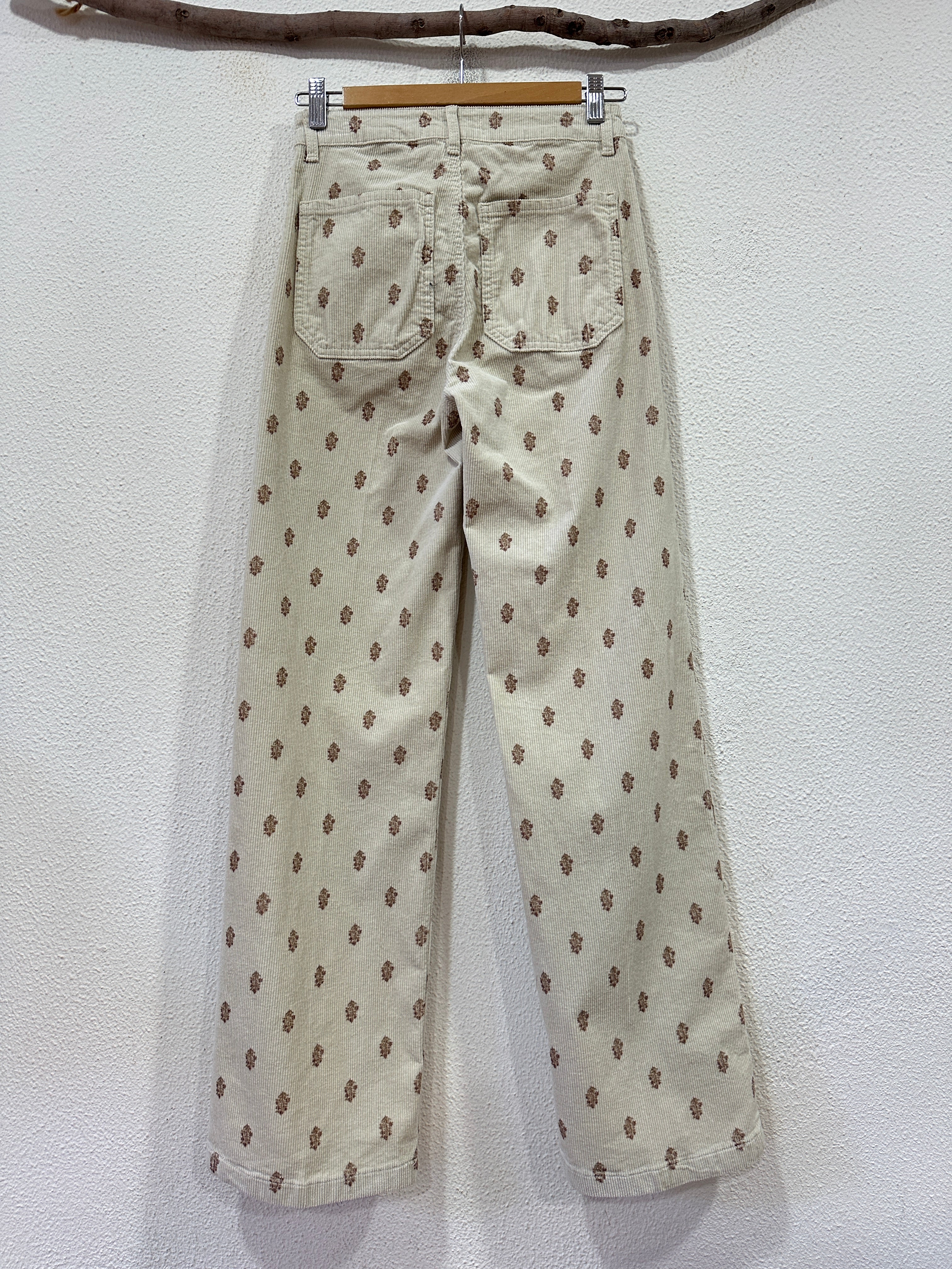 Calças em bombazina bordadas LEGEND