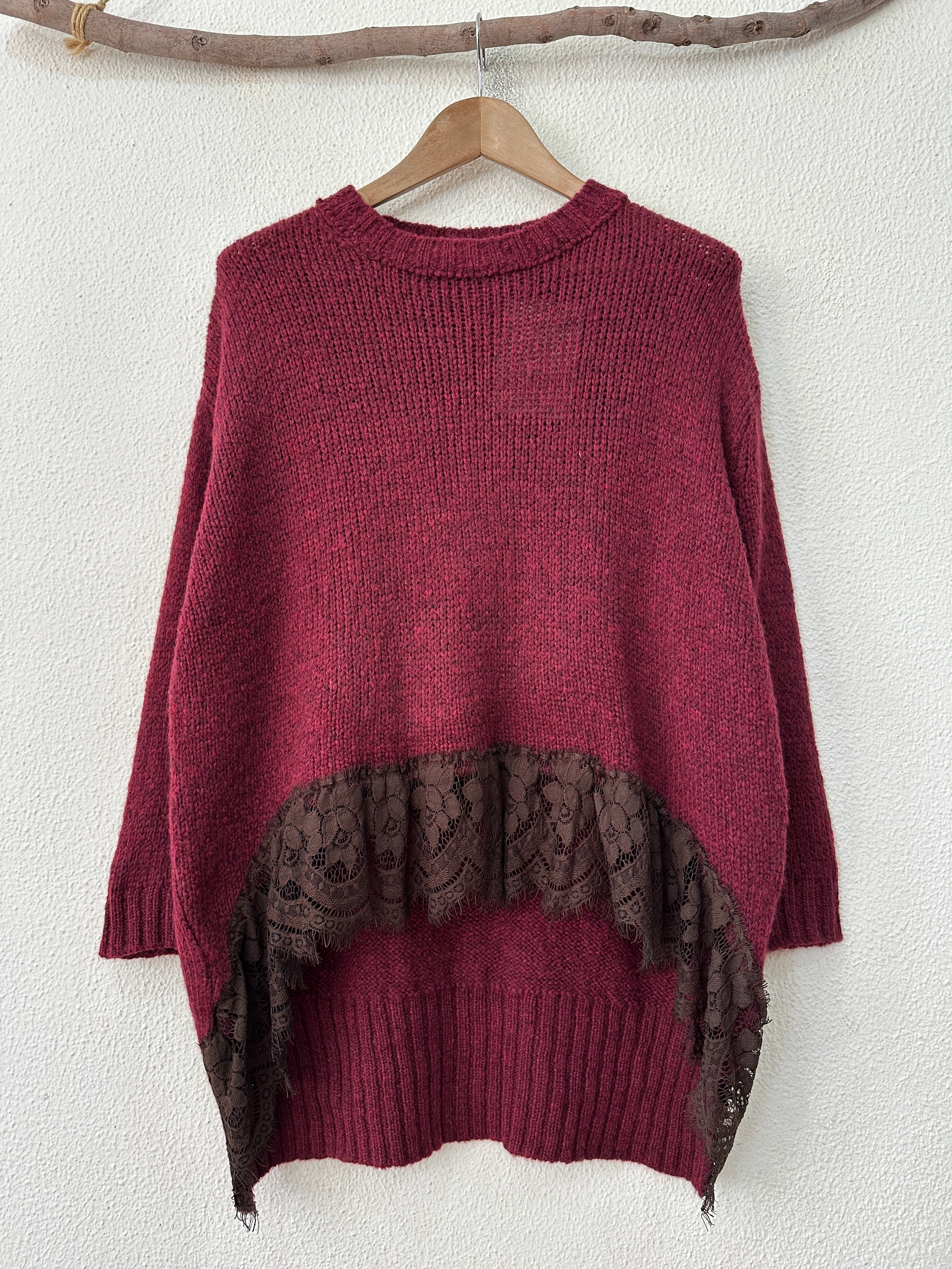 Camisola de malha assimétrica c/ renda CHEESECAKE