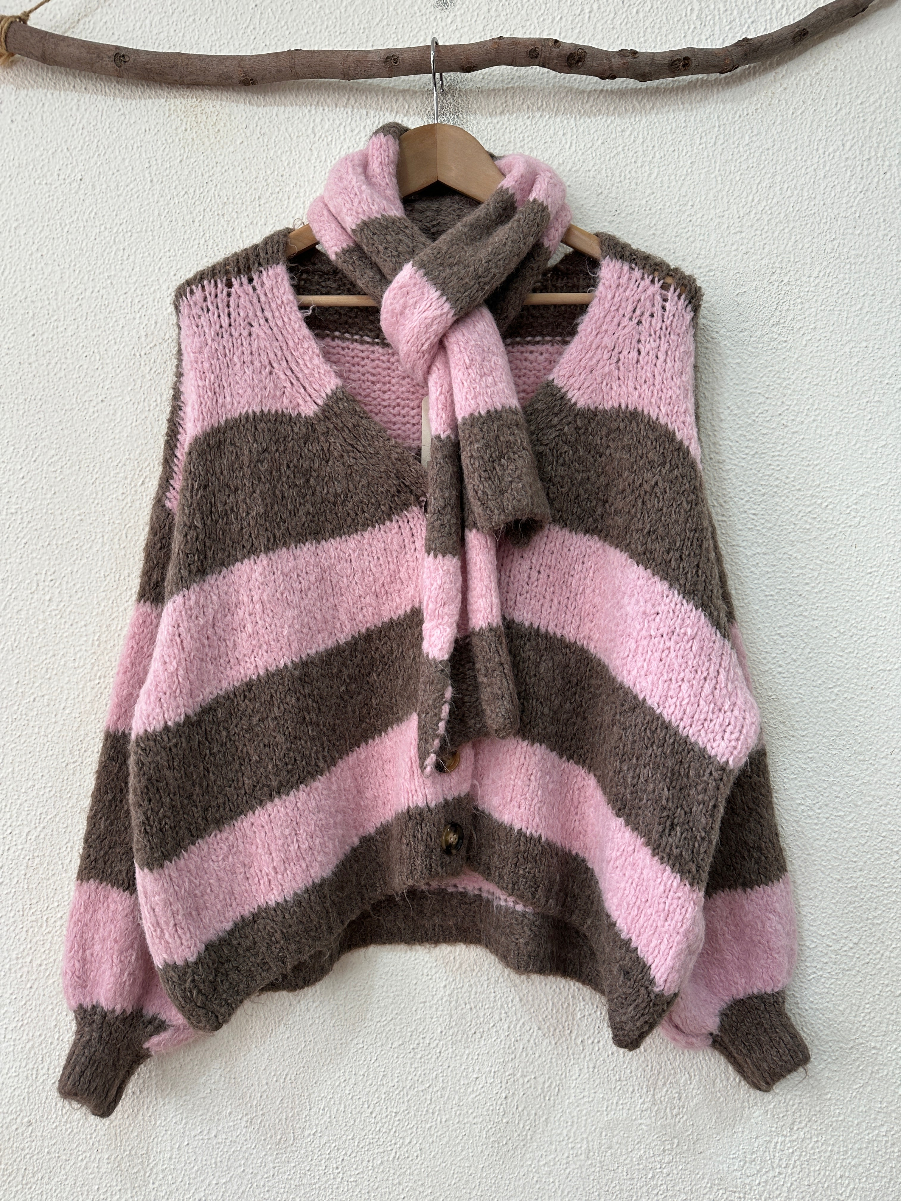 Casaco de malha c/ cachecol BUBBLY