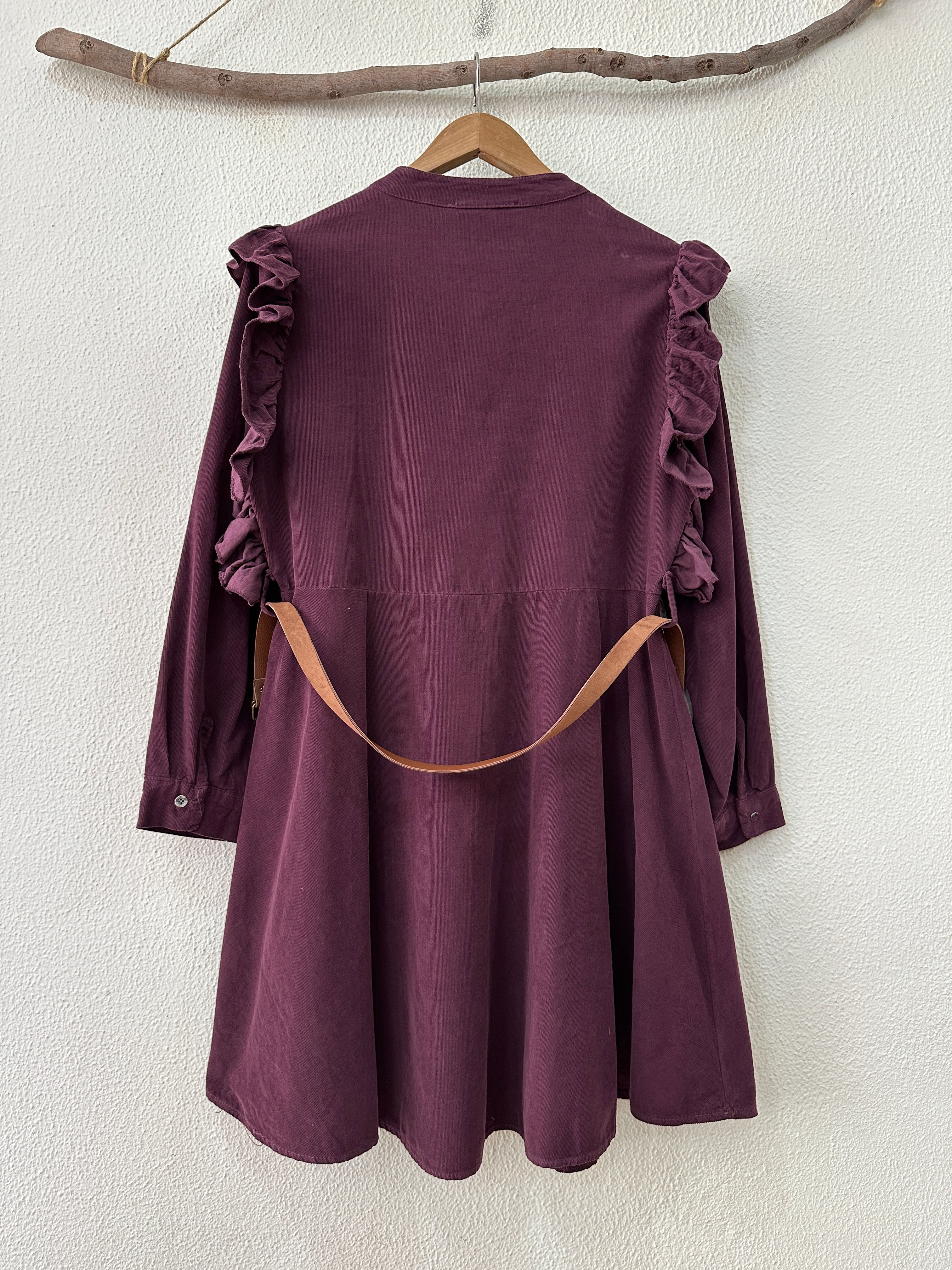 Vestido em microbombazina c/ folhos NOBLE