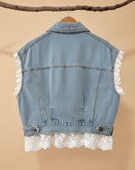 Carregar imagem no visualizador da galeria, Colete denim c/renda BEATRICE

