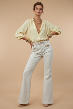 Cargue la imagen en el visor de la galería,Calças de sarja c/ pinturas e bordados WATERCOLOR
