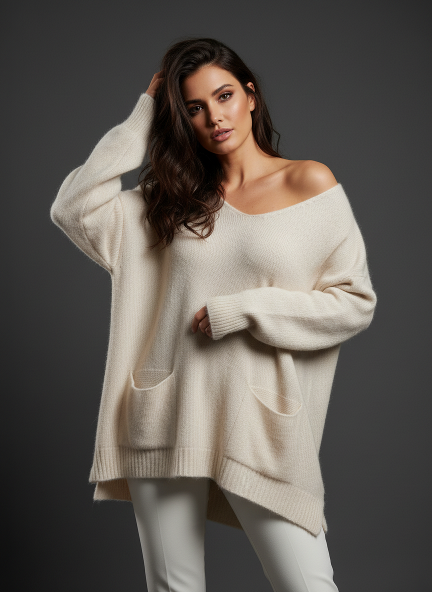 Camisola de malha oversize c/ bolsos NEIGE