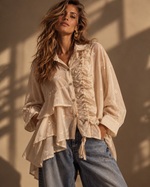 Carregar imagem no visualizador da galeria, Camisa em chiffon c/ folho de franzir CRYSTAL
