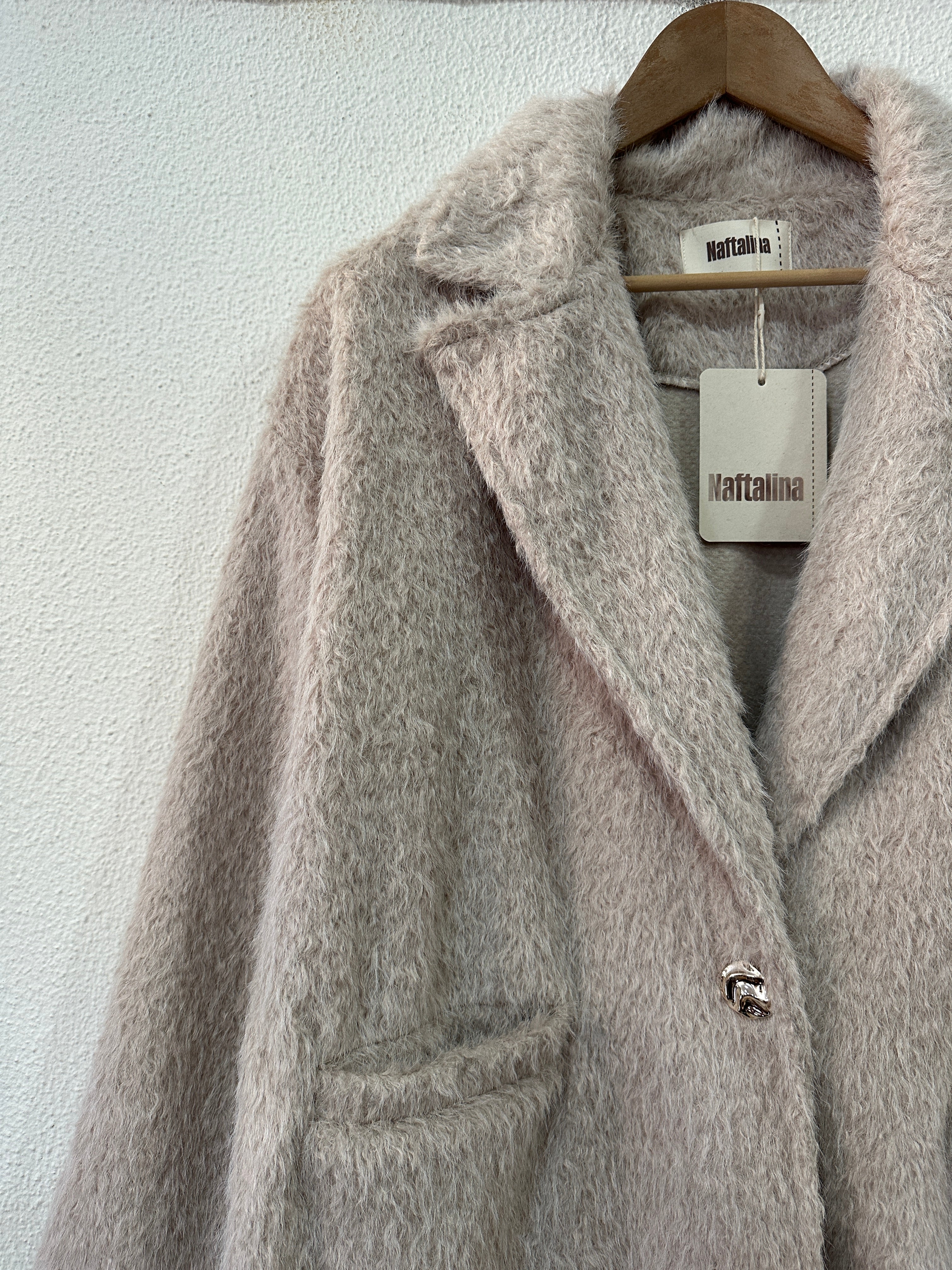 Sobretudo efeito pelúcia c/ franjas MOHAWK