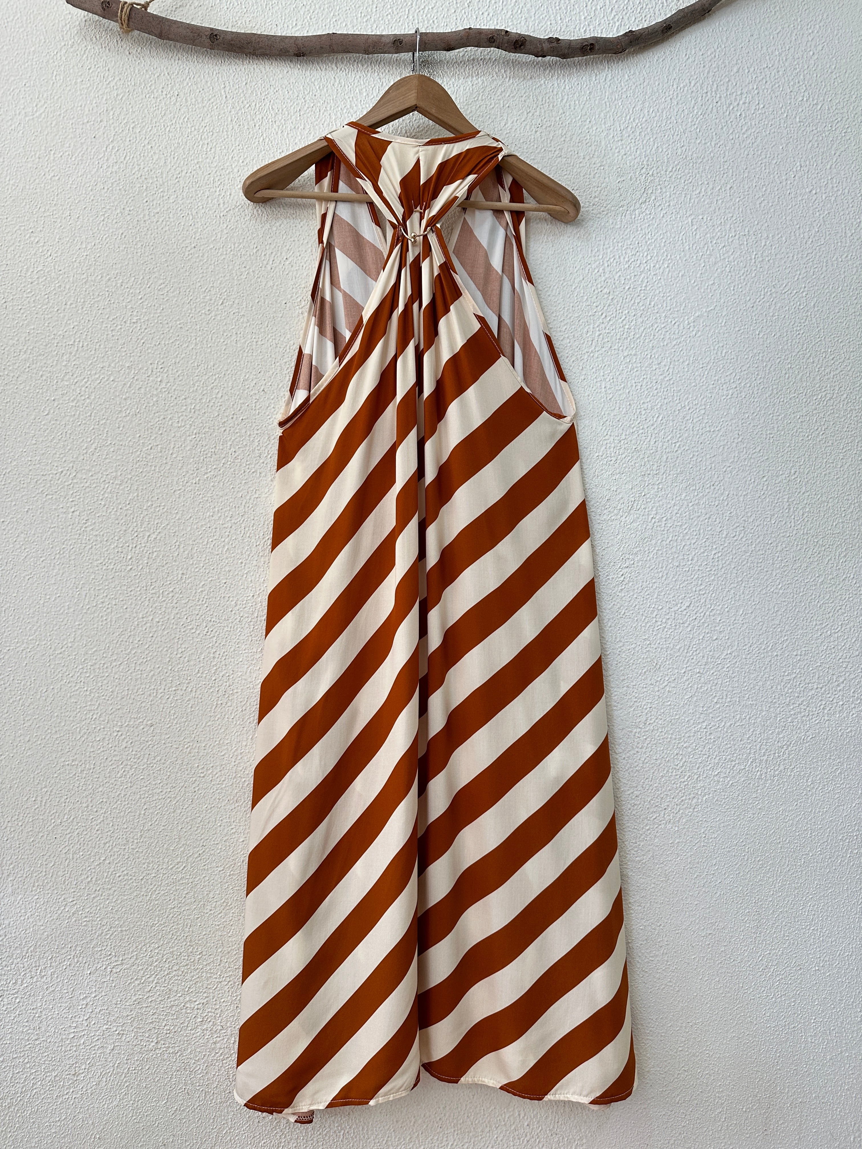 Vestido comprido c/ bolsos e argola STRIPES
