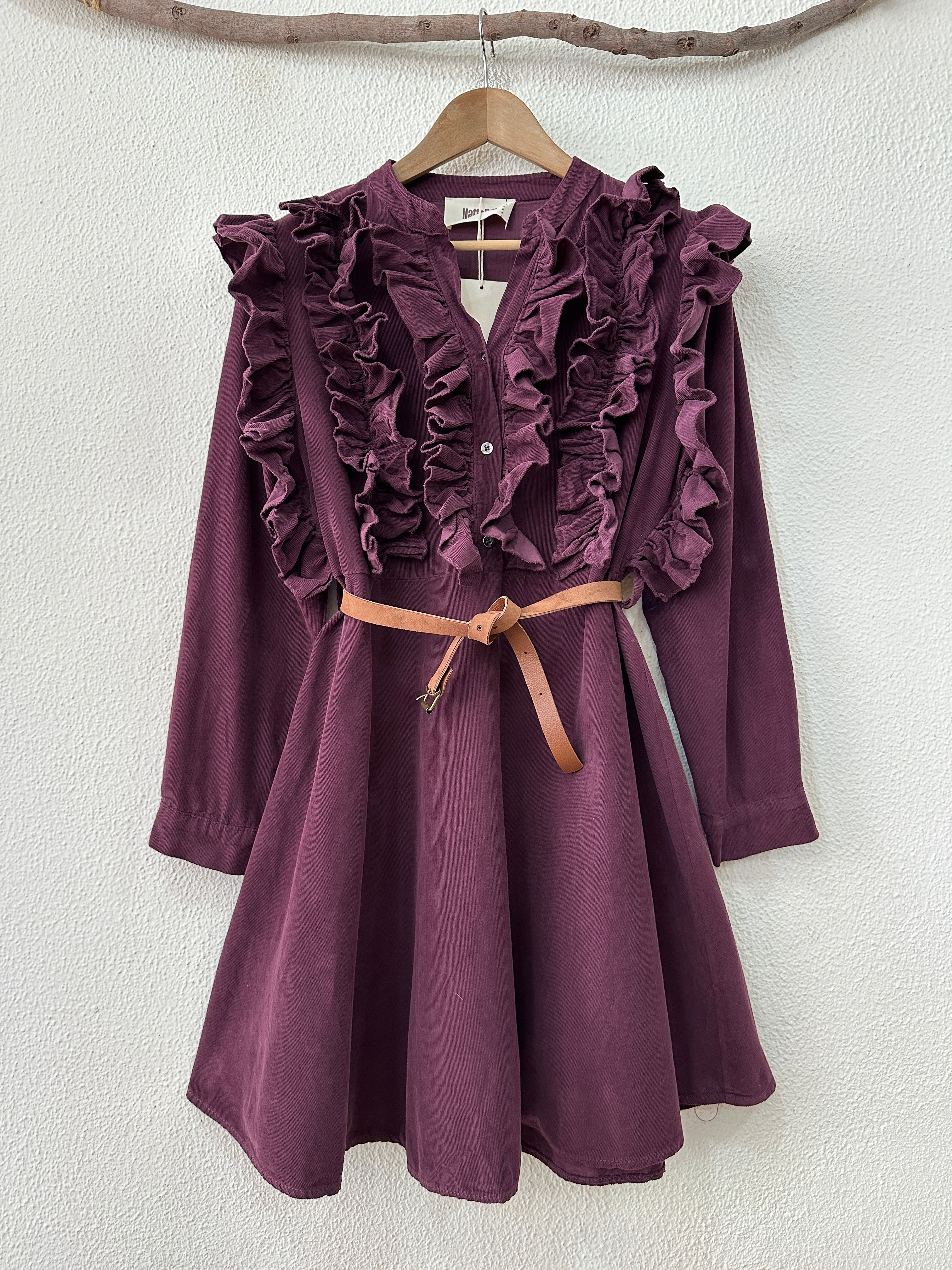 Vestido em microbombazina c/ folhos NOBLE