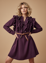 Load image in the gallery viewer,Vestido em microbombazina c/ folhos NOBLE
