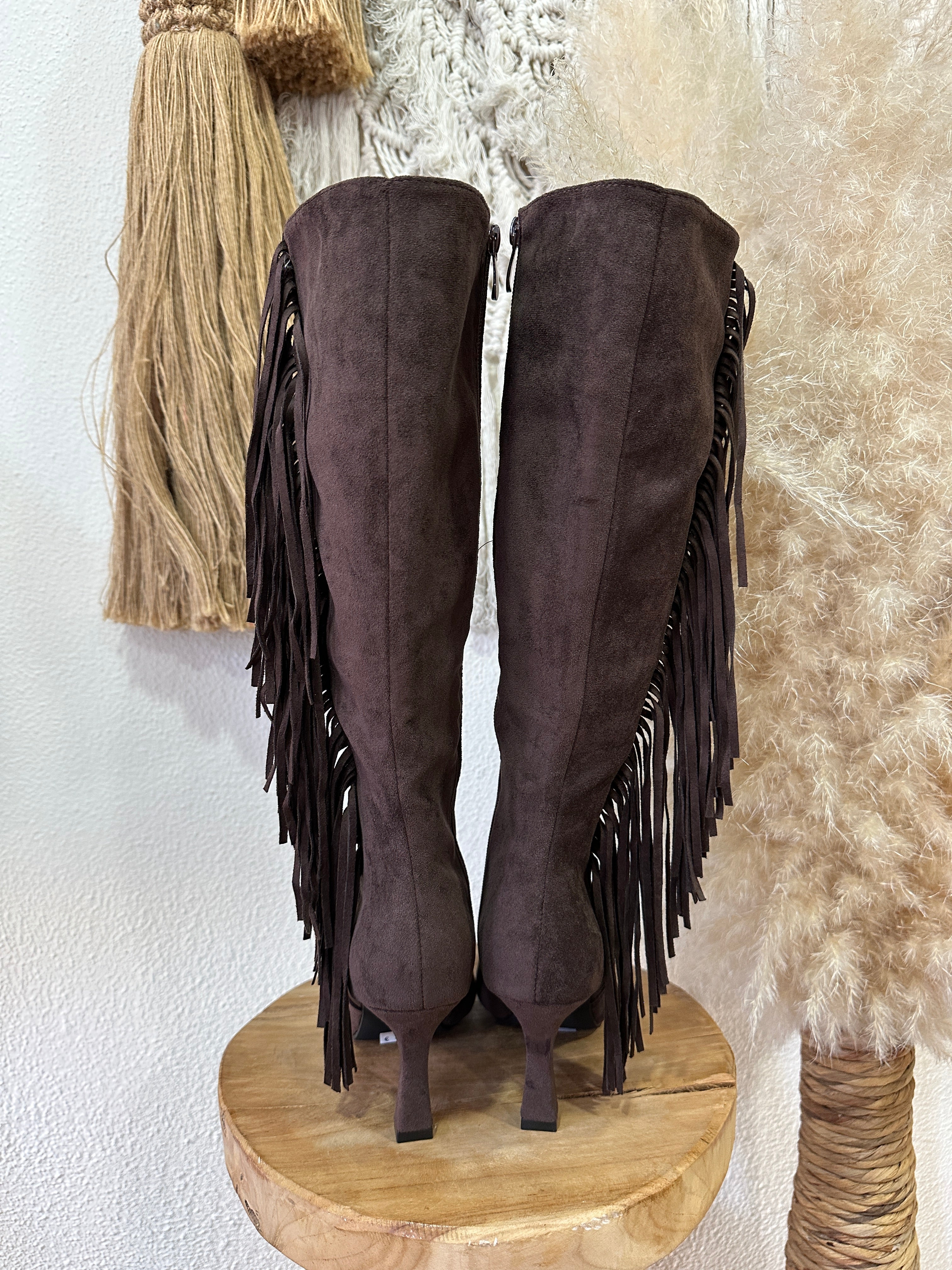 Botas /salto fino e franjas COLORADO