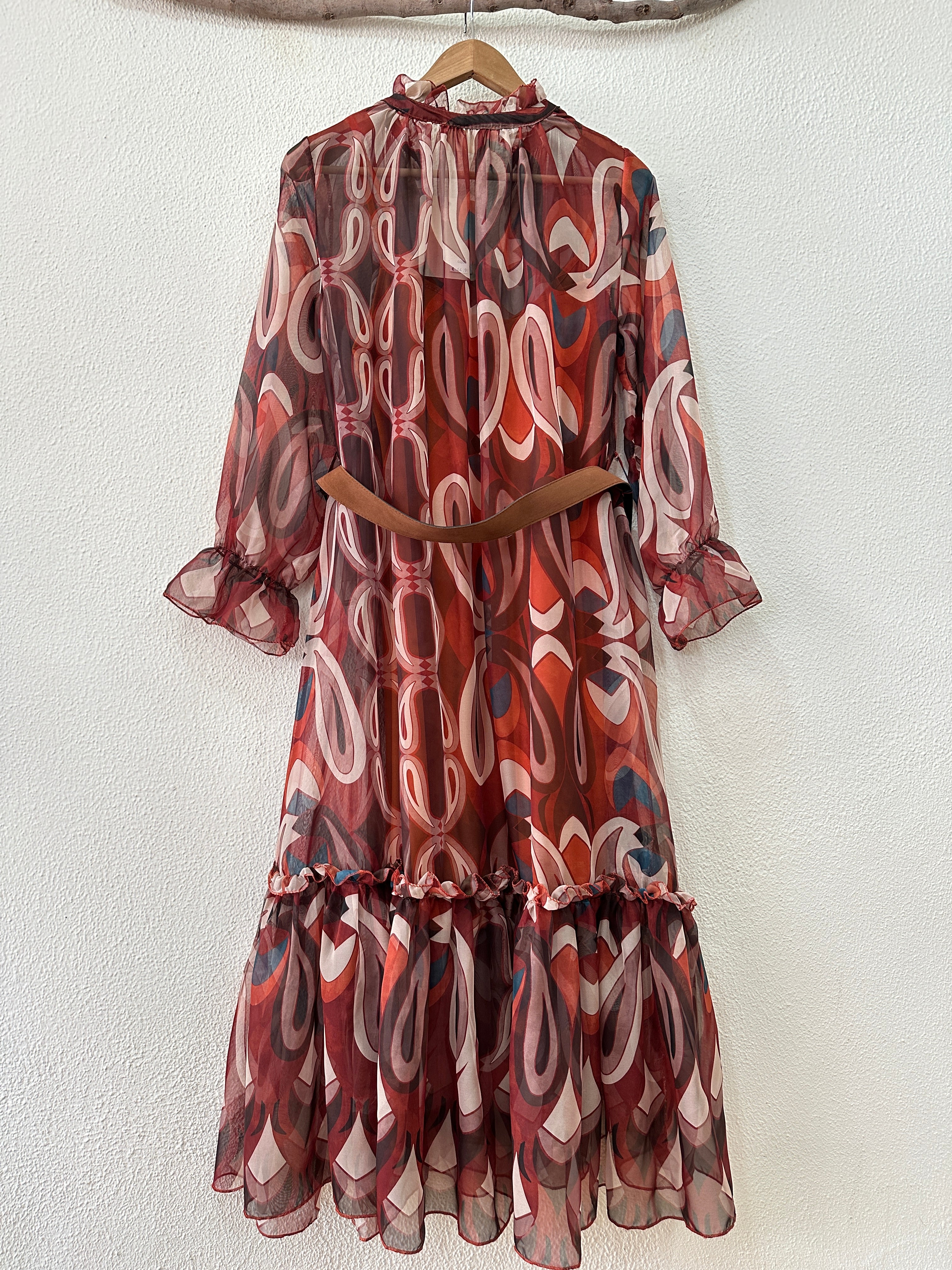 Vestido em chiffon c/ cinto ELEGANCE