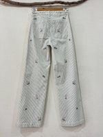 Carregar imagem no visualizador da galeria, Calças em sarja c/ bordados FLORA
