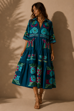 Carica l'immagine nel visualizzatore della galleria,Vestido camiseiro bordado SAMUDRA
