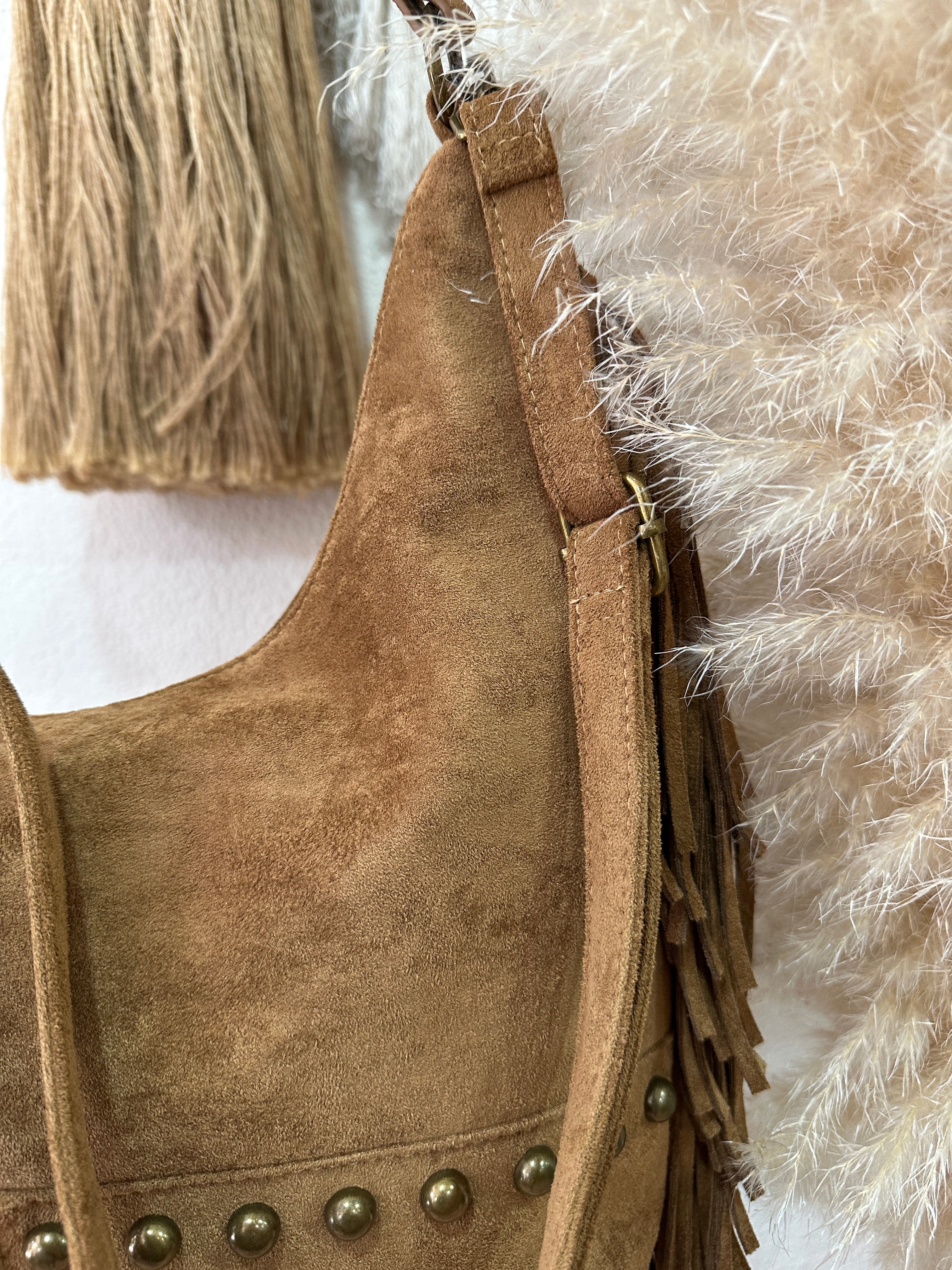 Mala em camurça sintética c/franjas OPHELIA