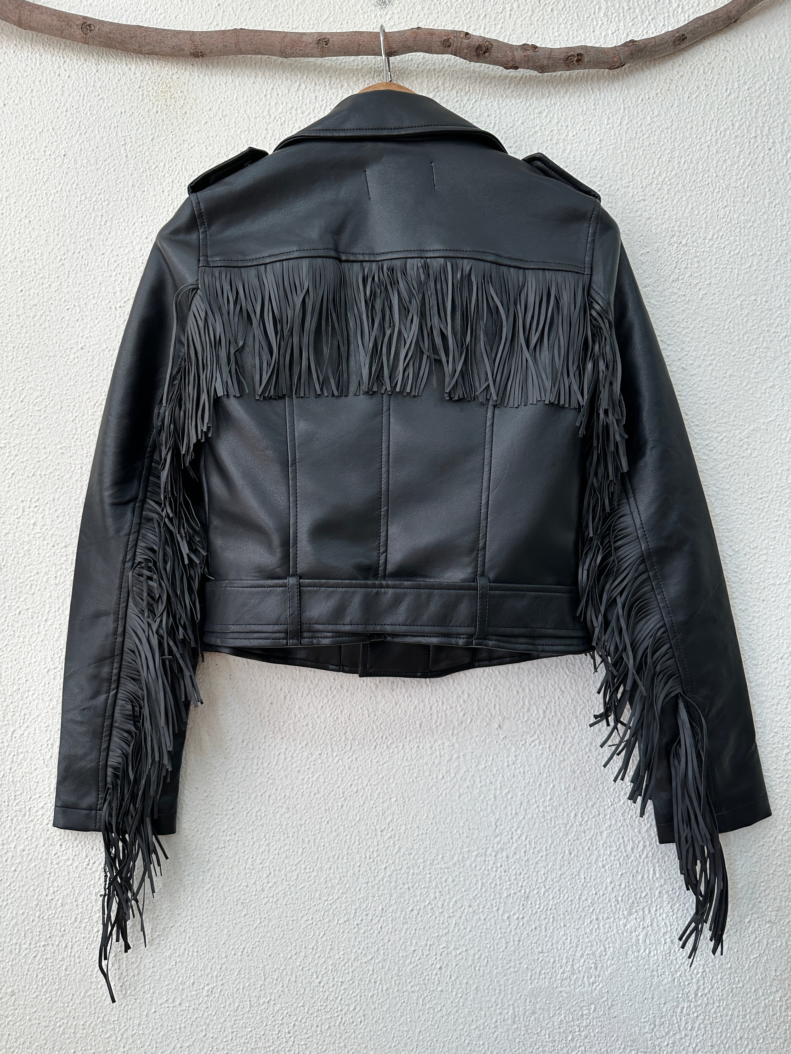 Blusão em ecopele c/franjas STURGIS