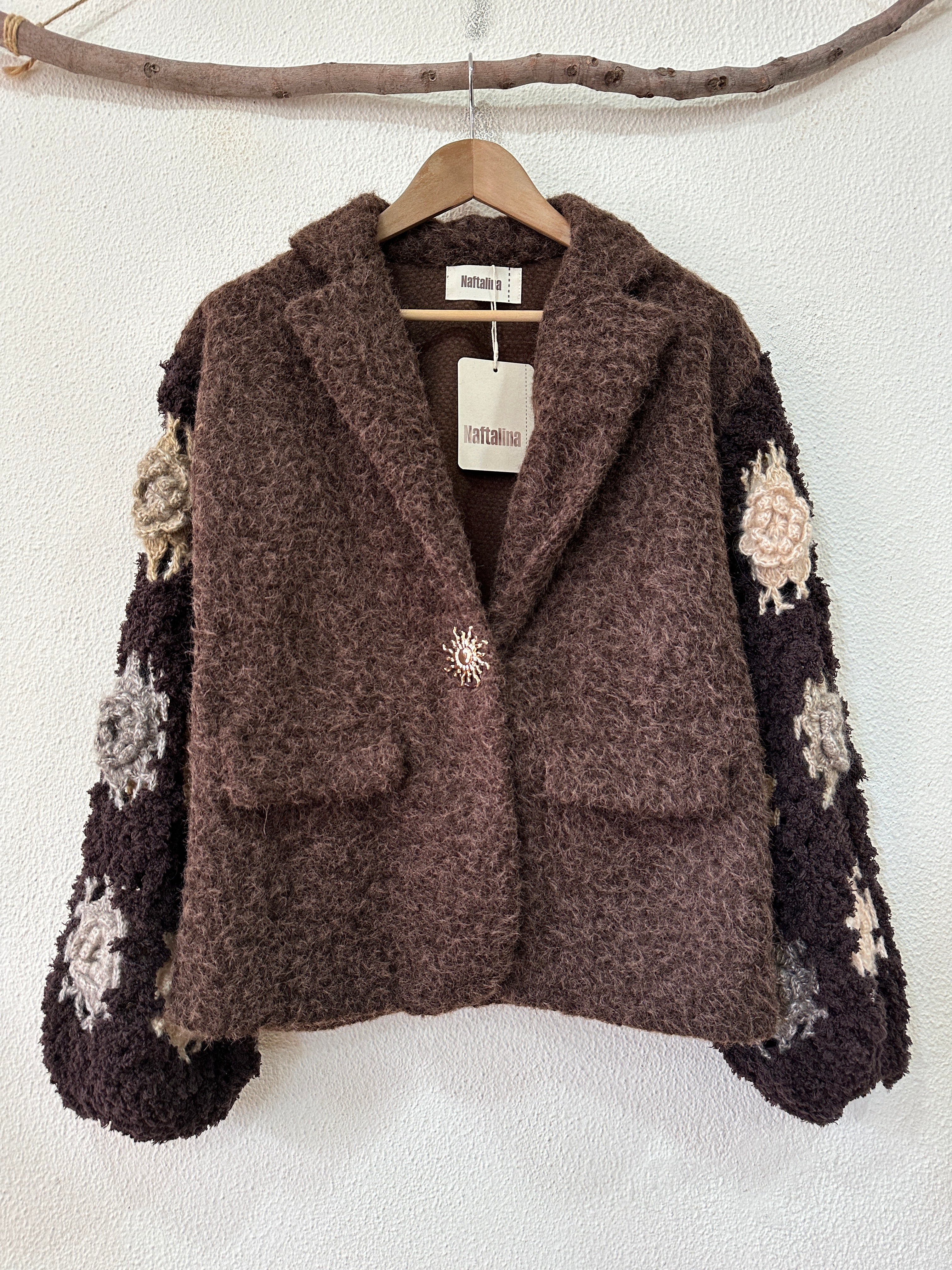 Casaco de fazenda c/ mangas em crochet LUCY