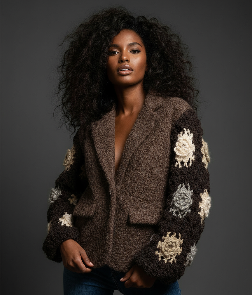 Casaco de fazenda c/ mangas em crochet LUCY