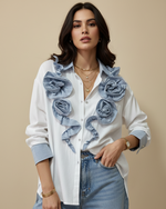 Load image in the gallery viewer,Camisa oversize c/aplicações denim FLORENCE

