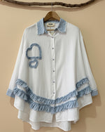 Carregar imagem no visualizador da galeria, Camisa oversize c/aplicações denim LOVELY
